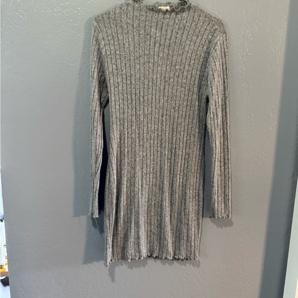 Gray Ribbed Knit Dress